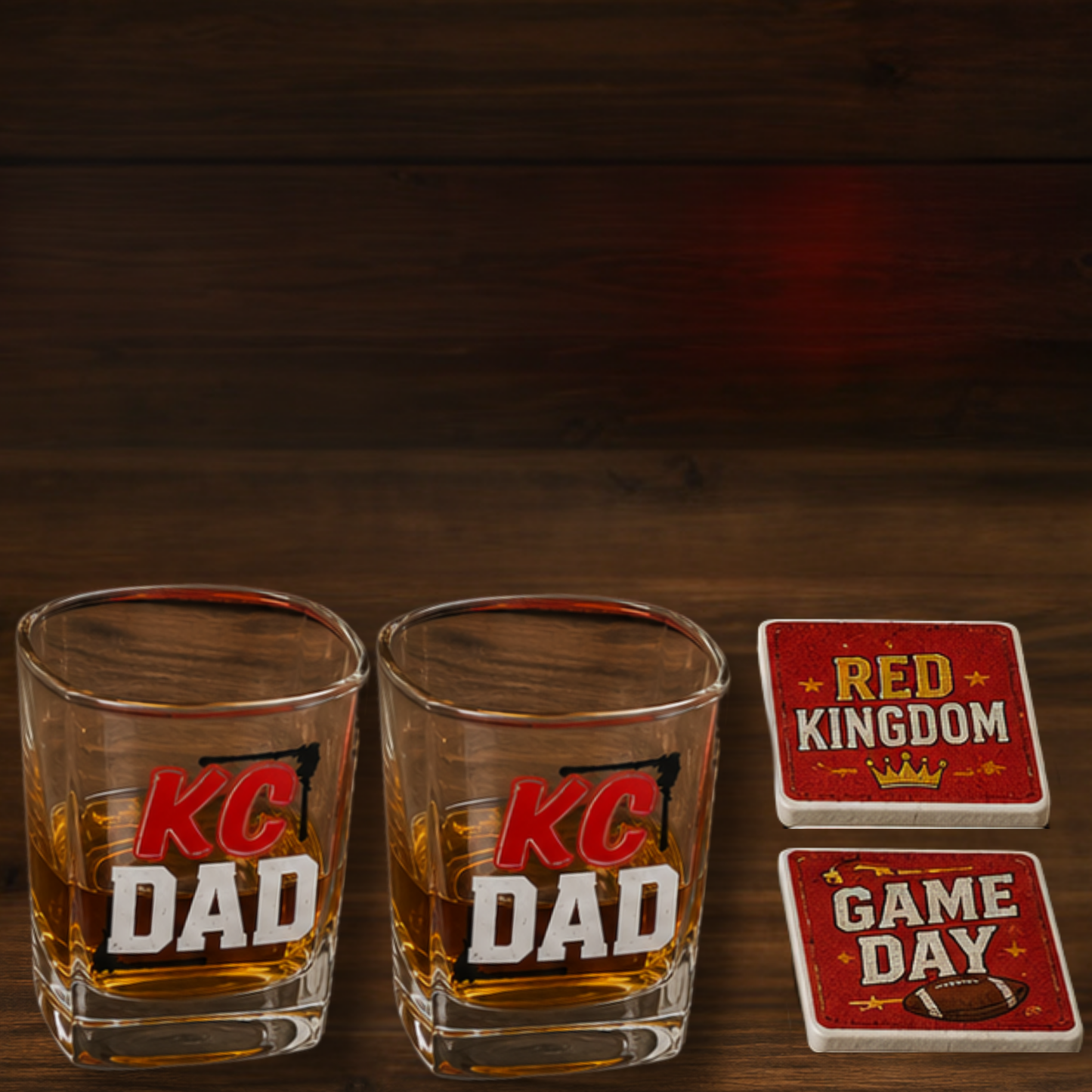 Premium Dad Whiskey Glass Gift Set | Personalized Glasses & Coasters Gift for Dad
