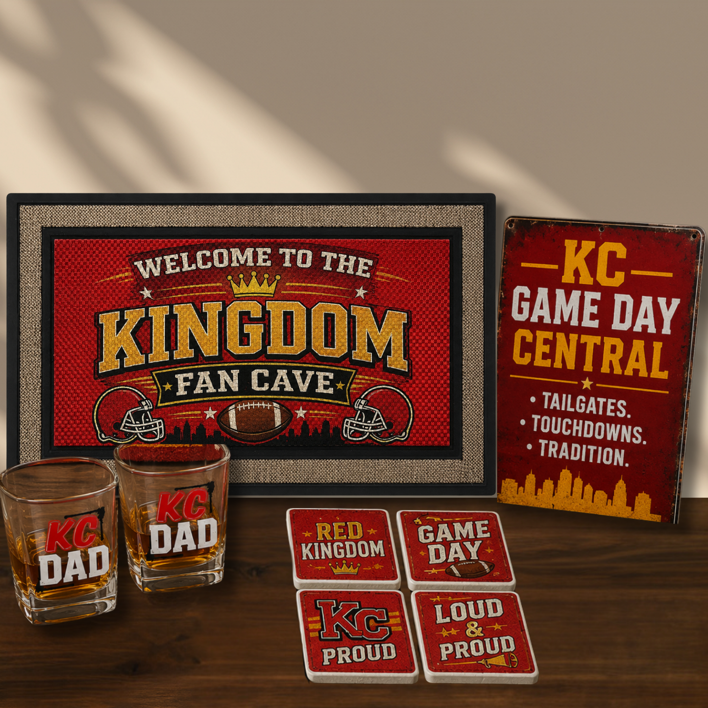 Man Cave Gift Bundle | Personalized Drinking Glass Set & Home Bar Gifts