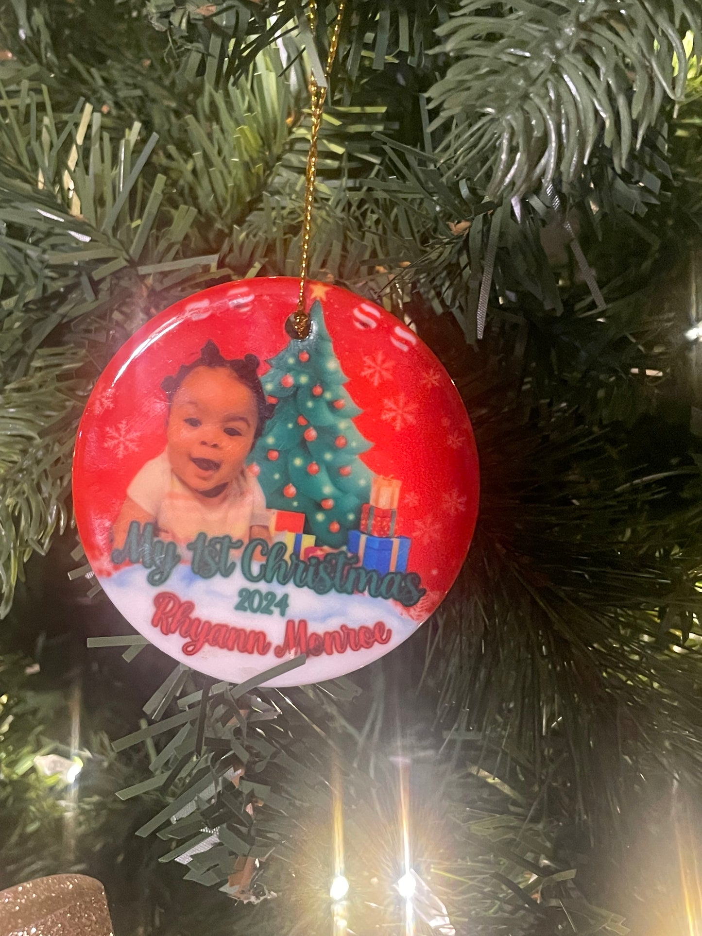 Custom Double-Sided Photo Christmas Ornament