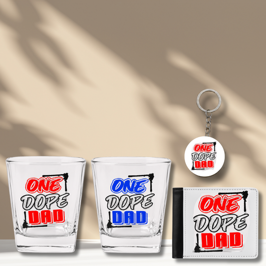 Dad's Relaxation Bundle | Whiskey Glasses, Wallet & Keychain Gift Set