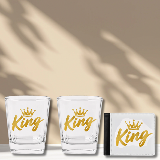 Gentleman's Gift Bundle | Custom Wallet & Whiskey Glass Set