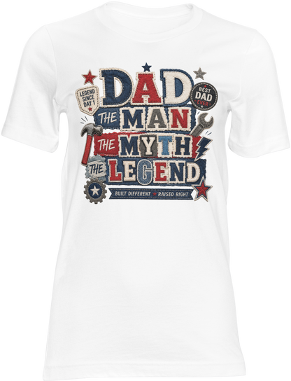 Dad The Man The Myth The Legend Shirt(Red ,White & Blue version) | Father's Day Graphic Tee for Dad