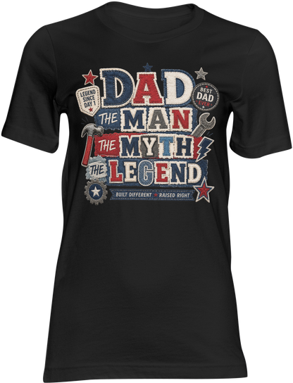 Dad The Man The Myth The Legend Shirt(Red ,White & Blue version) | Father's Day Graphic Tee for Dad